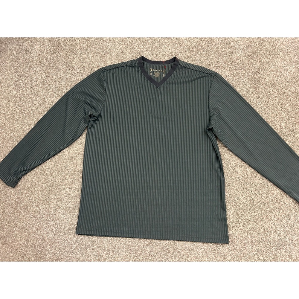 Positano Ribbed V-Neck Shirt Mens Large Green Excellent Long Sleeve MT35936